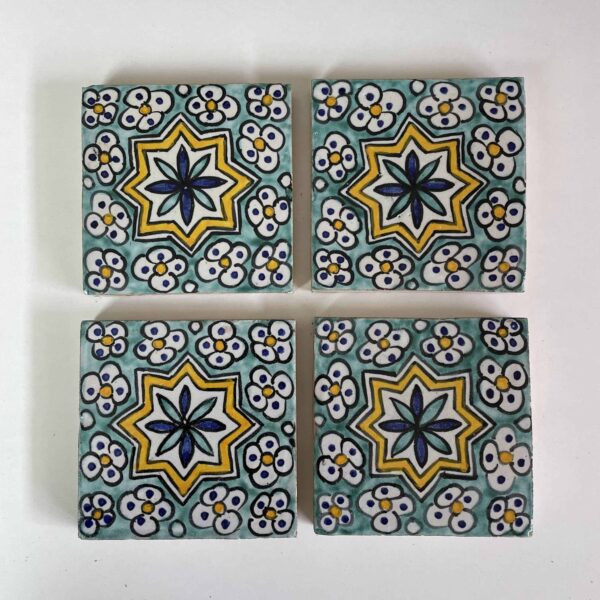 TILES 4"×4" Moroccan - Hand Painted Moroccan Tiles - Kitchen Tiles - Bathroom Tiles - Ceramic Accent Tiles